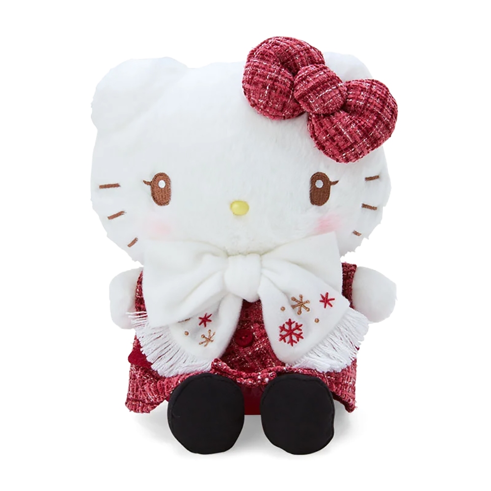 Sanrio 三麗鷗 冬日緞帶系列 毛呢大衣造型絨毛娃娃 Hello Kitty 474061