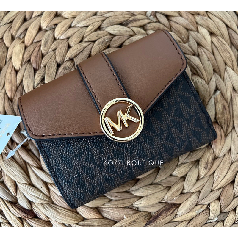 michael kors carmen logo 牛皮 老花 信封短夾 皮夾 短夾 wallet mk短夾