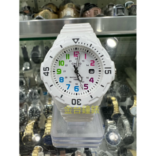 【金台鐘錶】CASIO 卡西歐 潛水風格為概念的(女錶) 日期顯示窗 白帶 彩色數字面盤 LRW-200H-7B