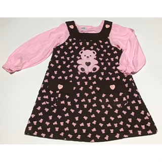 女童空氣棉熊熊🐻印花背心裙洋裝+針織上衣 兩件式