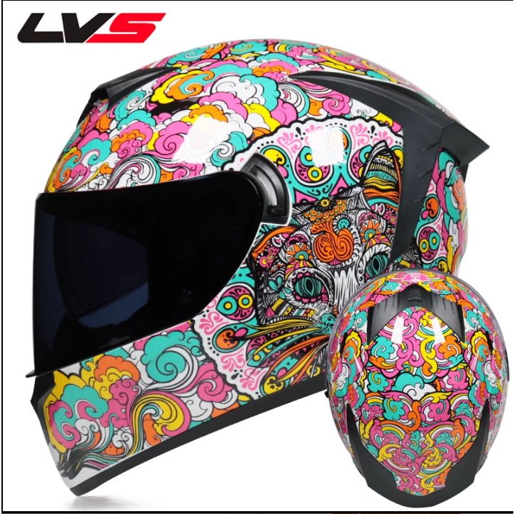 台南現貨 LVS電動車頭盔 男女 全罩式安全帽 雙鏡片安全帽