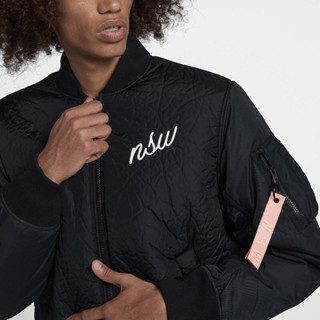 NIKE 全新黑棒球外套（M）Synthetic科技羽絨 NSW刺繡Logo 飛行夾克 MA-1