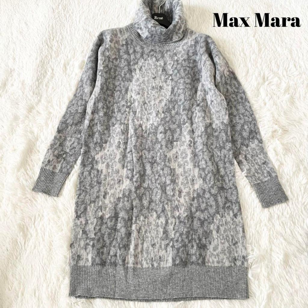 二手 - 義大利 MaxMara 羊駝毛豹紋針織連身裙 M