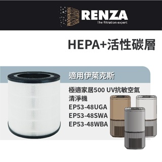 適用Electrolux 伊萊克斯 極適家居500 EP53-48UGA UV抗敏空氣清淨機 HEPA+活性碳濾網 濾芯