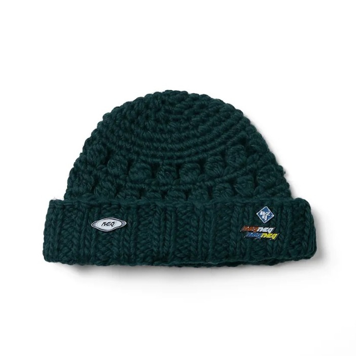 NOZZLE QUIZ 綠 - Crochet Beanie (3Pins) 羊毛粗針織毛帽