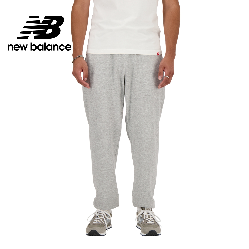 【New Balance】 NB 褲管縮口棉質長褲_男性_灰色_AMP41519AG