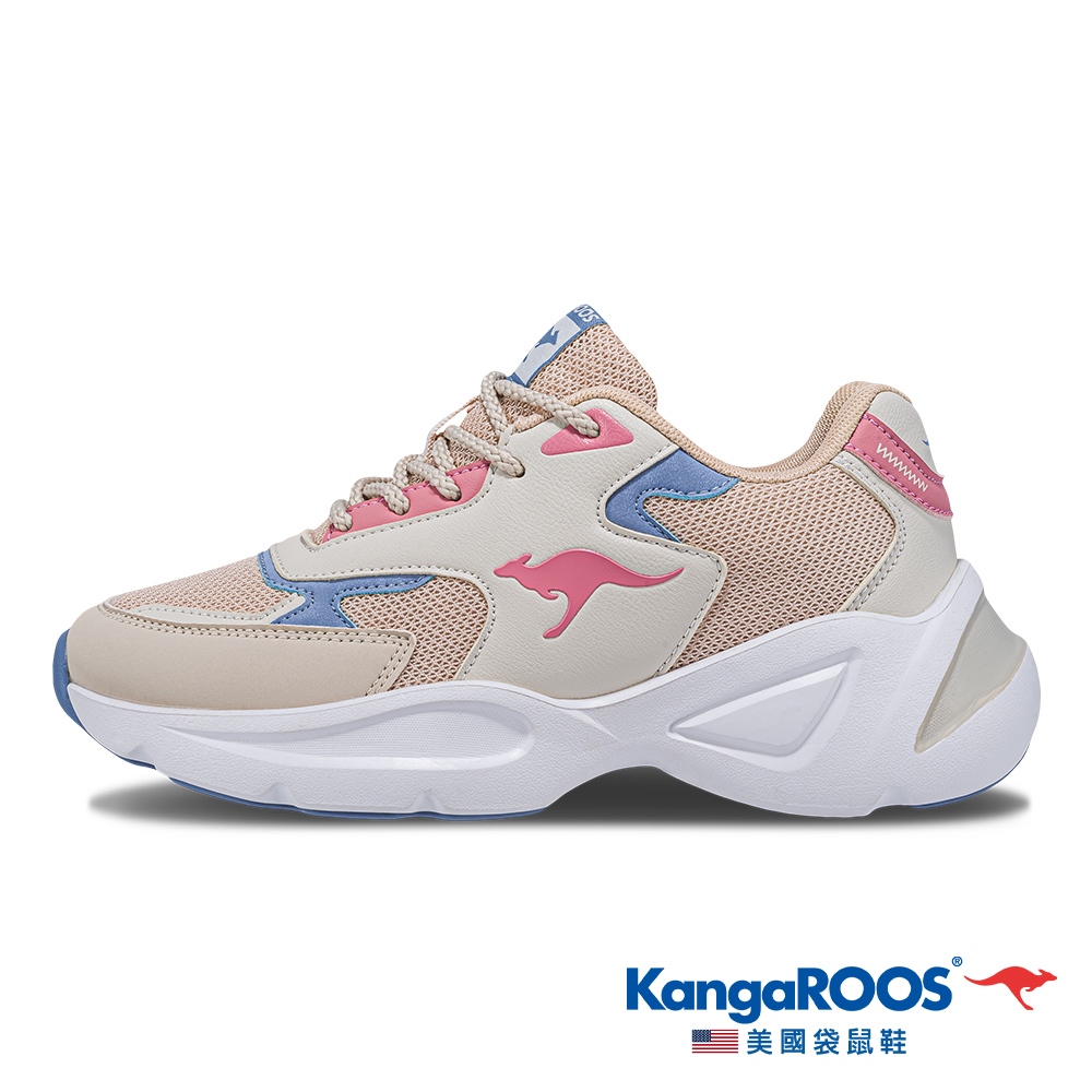 【KangaROOS 美國袋鼠鞋】女鞋 LOFTY 大人感奶霜鞋 增高厚底 舒適輕盈 (奶茶粉-KW41251)