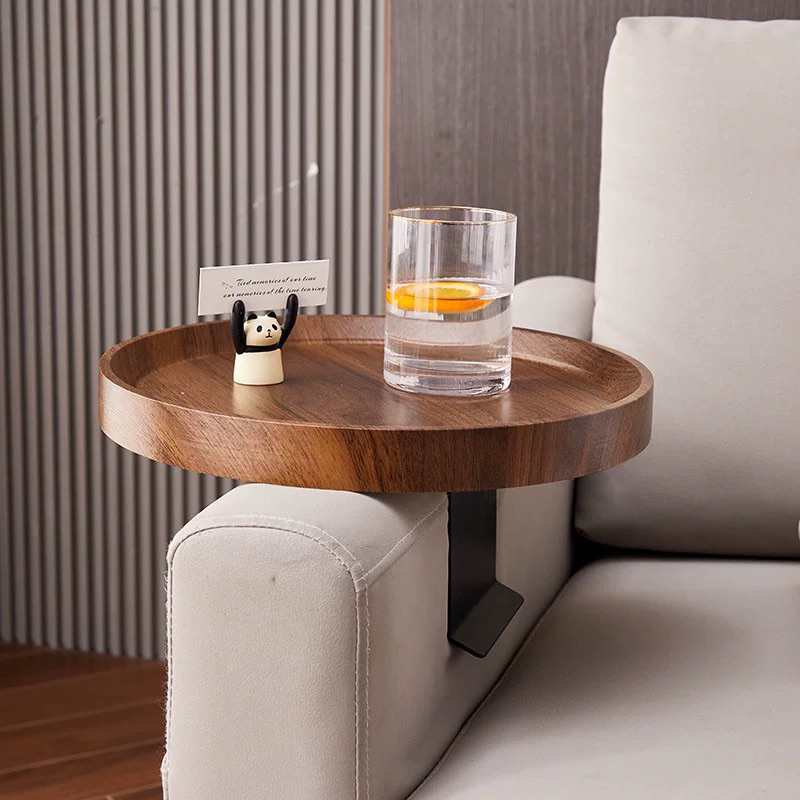 沙發桌小茶几邊桌北歐風移動小桌子簡約設計感實木桌子現代風托盤置物架置物盤收納桌收納盤收納架居家裝飾 直徑30cm