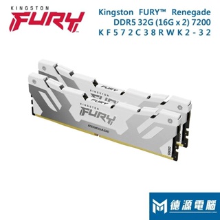 金士頓 KF572C38RWK2-32 DDR5-7200 32GB=16GBx2 FURY Renegade
