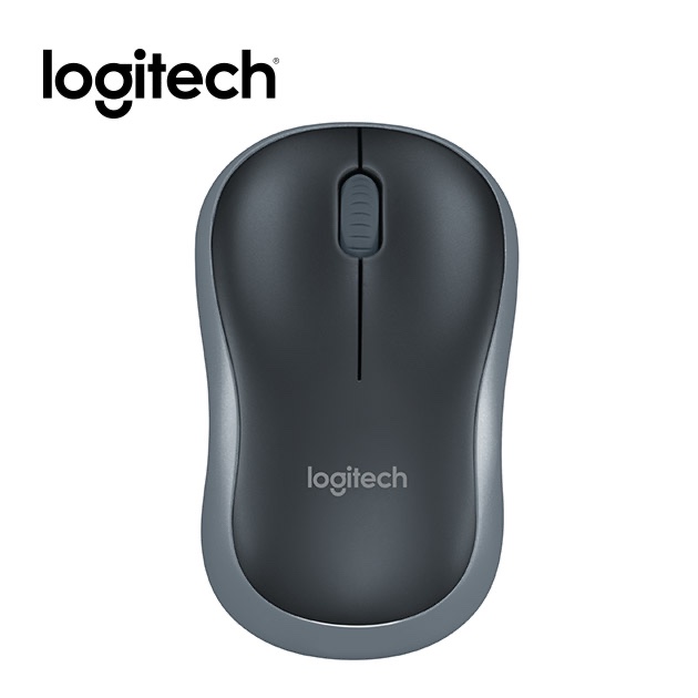 盒裝 LOGITECH 羅技 M186 黑色灰邊 無線滑鼠