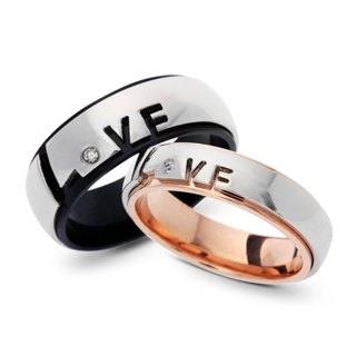 【ir】雙層戒環浮雕love 西德鋼 情侶紀念對戒