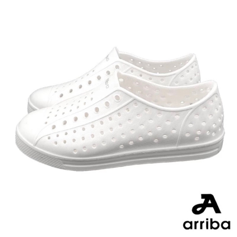 【ARRIBA 】輕量 防水 多功能 洞洞鞋 懶人鞋 柔軟 Q彈 白色