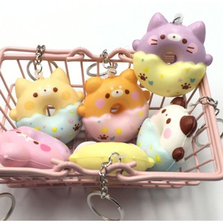💕 寶媽角落生活館 韓版 萌款 舒壓甜甜圈鑰匙圈 解壓 鑰匙圈 萌款甜甜圈造型 兔子 熊 鴨 狗 捏捏樂 玩具 禮物