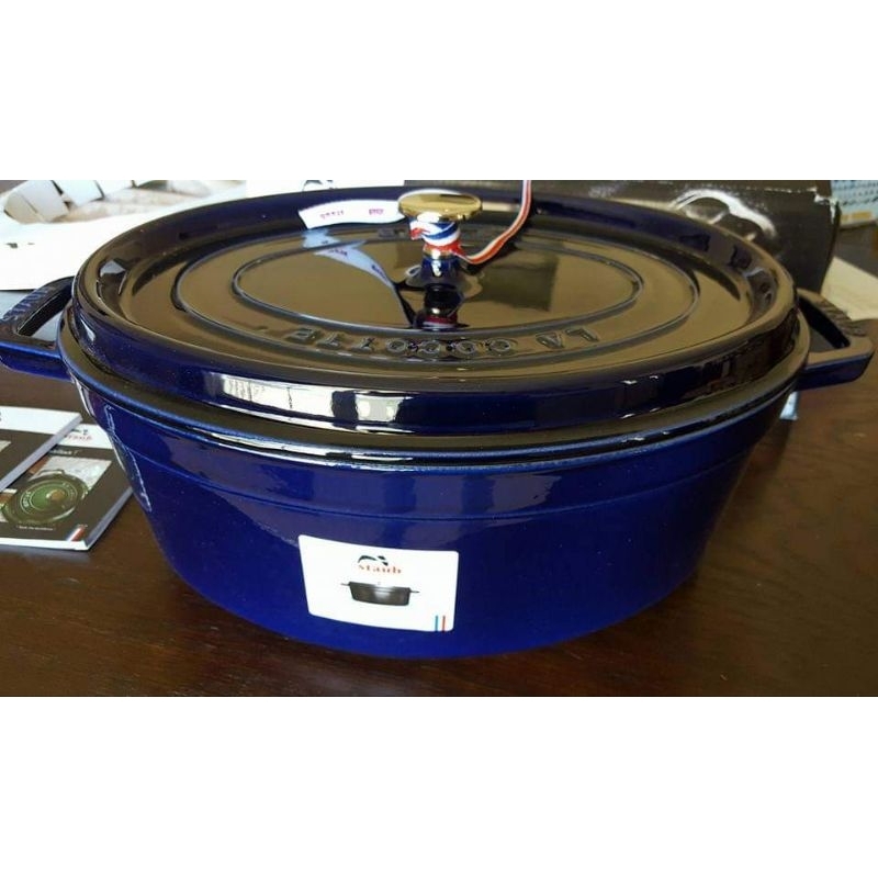 【Staub 7QT深藍橢圓鍋33cm 鑄鐵鍋 】法國製鑄鐵鍋