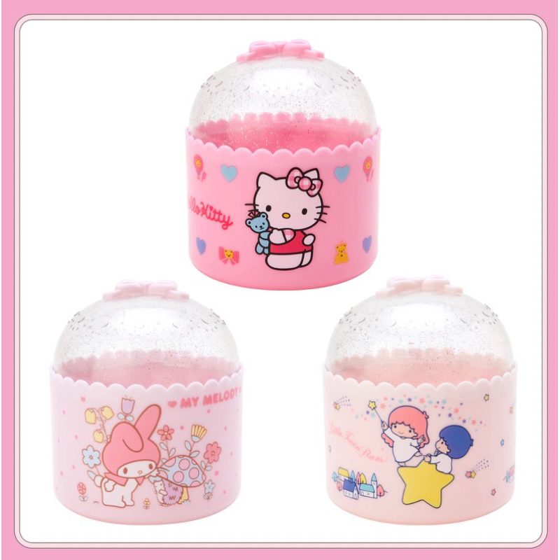 日本正版 kitty 美樂蒂 雙子星 造型置物罐  棉花棒置物盒 小物收納櫃 化妝品收納 透明飾品盒 抽屜整理盒