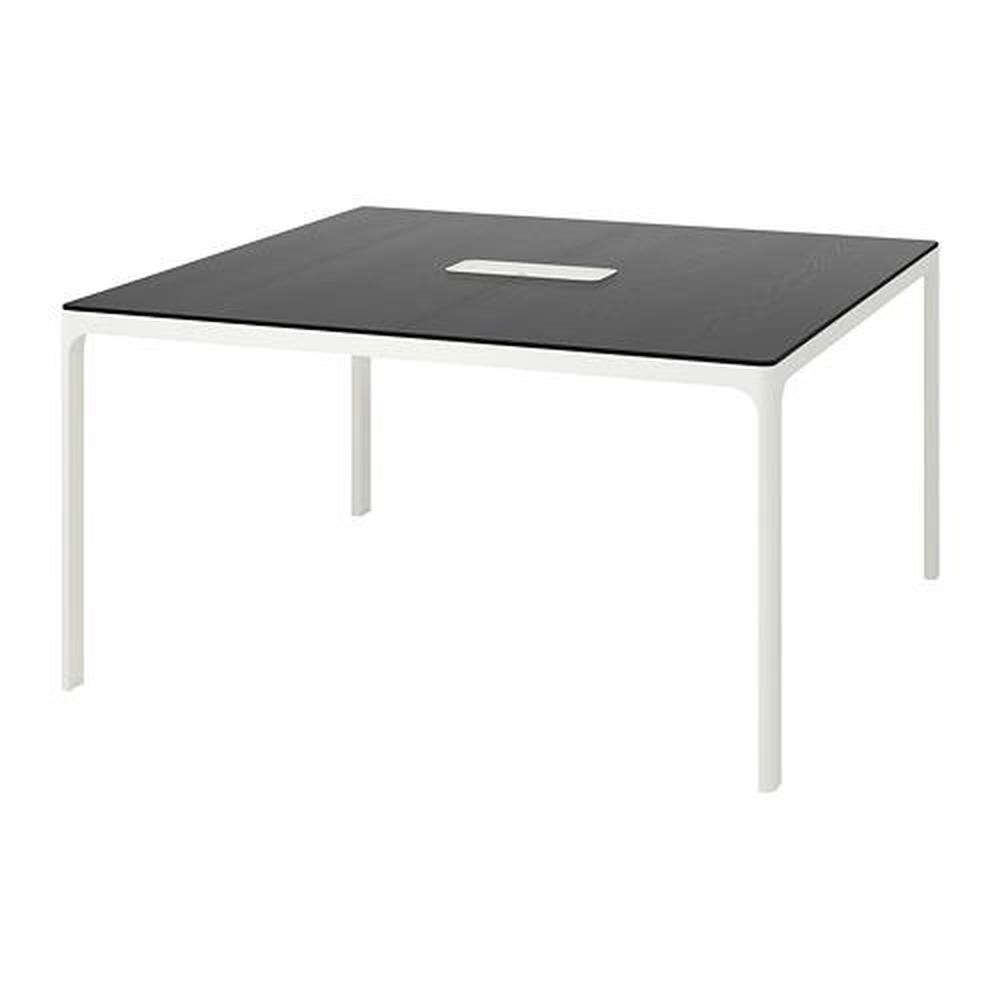 絕版品/北歐經典IKEA宜家BEKANT會議桌電腦桌工作桌辦公桌/黑+白/140x140x73/二手八成新/特$5880
