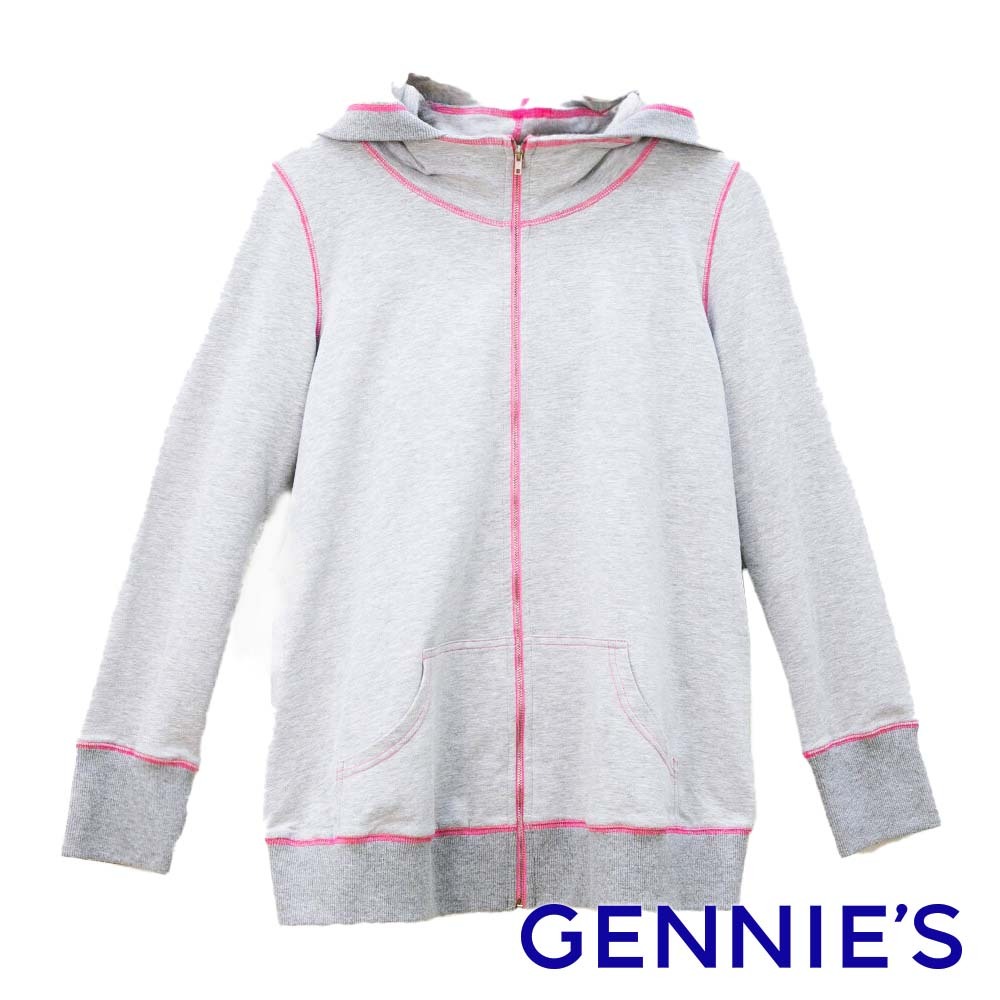 【Gennies 奇妮】010系列-長袖連帽孕婦哺乳兩用外套(T3401)孕婦裝 哺乳衣 孕婦裝 孕婦洋裝 長袖 外套