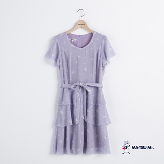 MA‧TSU Mi 氣質雪紡仙氣感花瓣洋裝(紫.深藍)
