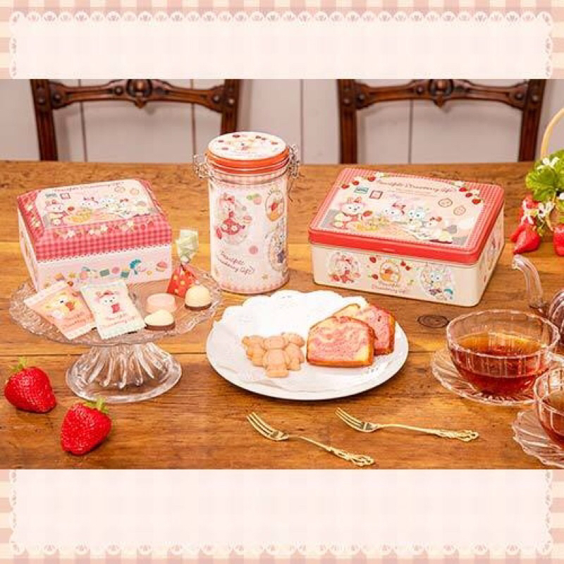 特價現貨🔥日本東京迪士尼2024春季草莓情人節 達菲 玲娜貝爾 史黛拉 雪莉玫 零食鐵罐 餅乾鐵盒 禮盒