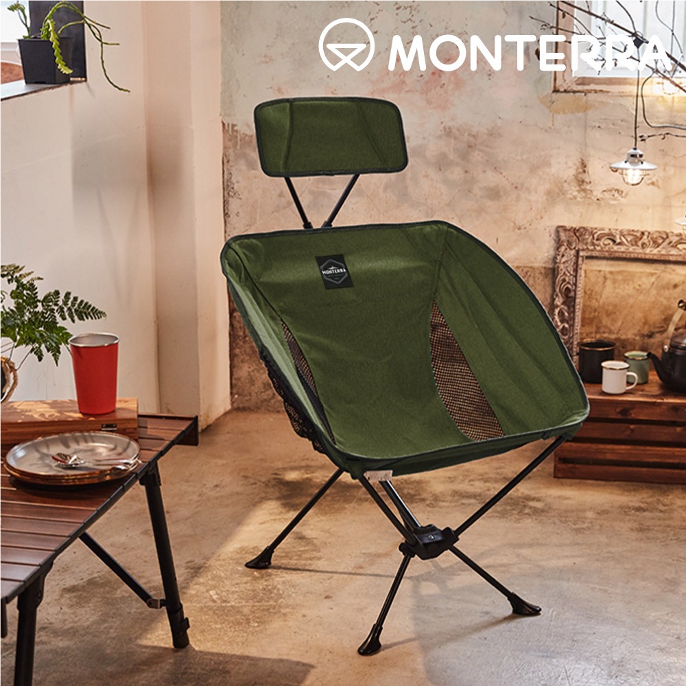 Monterra Headrest Grande 輕量蝴蝶型折疊椅 (頭靠式) ｜橄欖綠