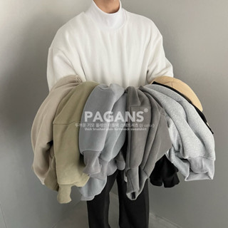 【PAGANS STORE】韓國 百搭 高領 素面 厚磅 內刷毛 純棉 小高領 鋪棉 毛衣 長袖 衛衣 大學Tee