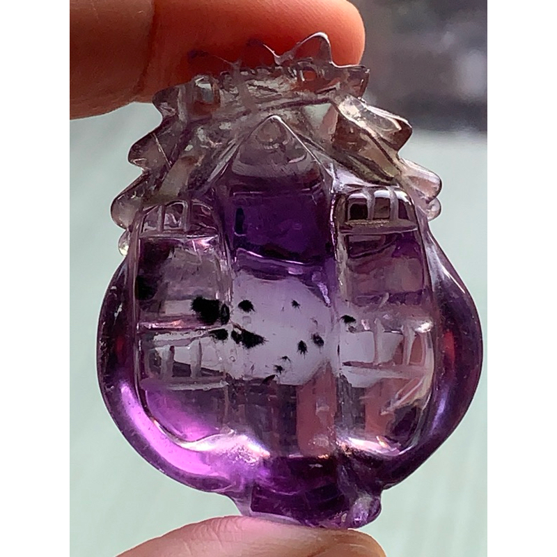 紫黃晶龍龜紫水晶龍龜：海膽花