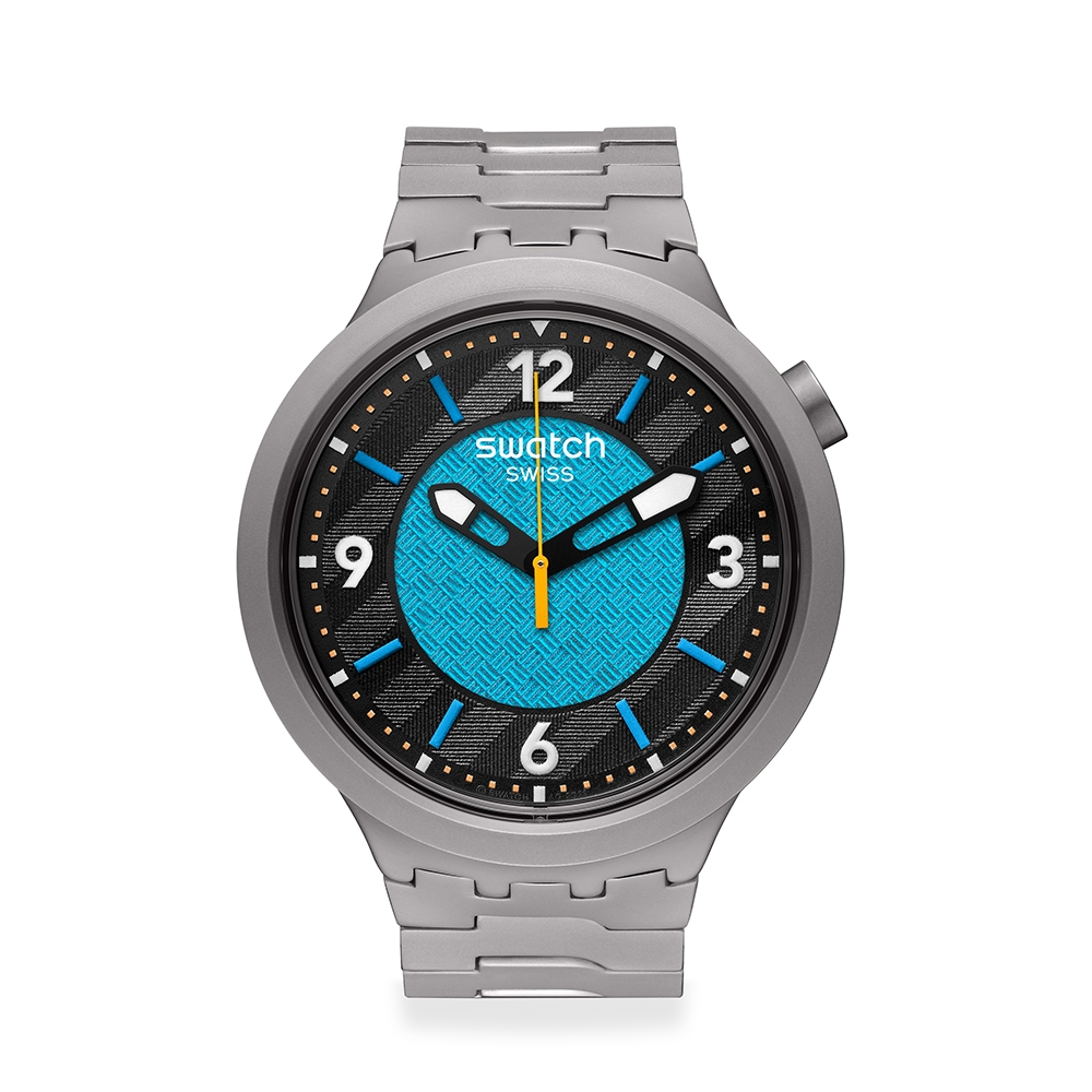 【SWATCH】BIG BOLD IRONY 金屬手錶 FROSTBLOOM 冰川 (47mm) SB07S116