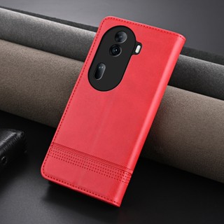 新輕奢高檔商務OPPO A3 Reno12 Pro磁吸牛紋殼 Reno 11Pro手機殼優質皮革牛紋多卡包掀蓋皮套保護套