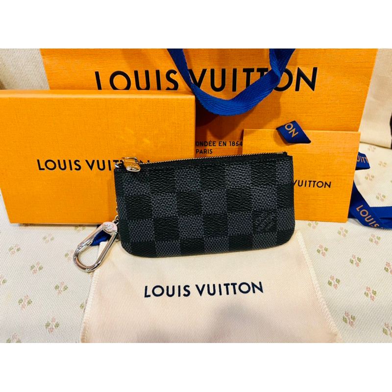 (自售)LV Louis Vuitton Cles 黑灰棋盤格紋拉鍊零錢鑰匙包