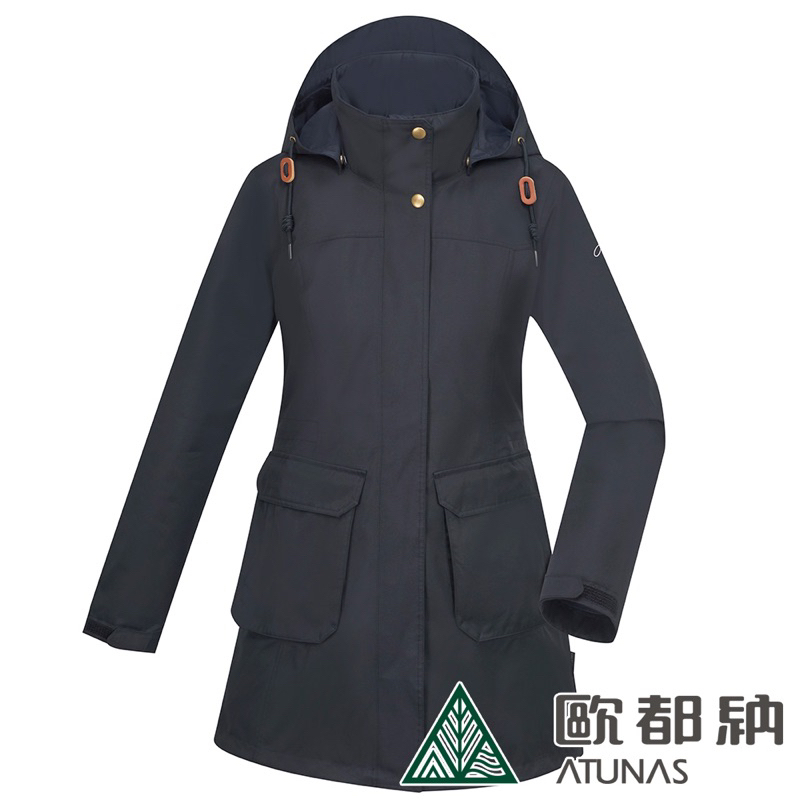 歐都納女款休閒中長版GORE-TEX+保暖羽絨二件式外套(A1GT2304W黑/防水/防風/透氣/登山旅遊/禦寒)