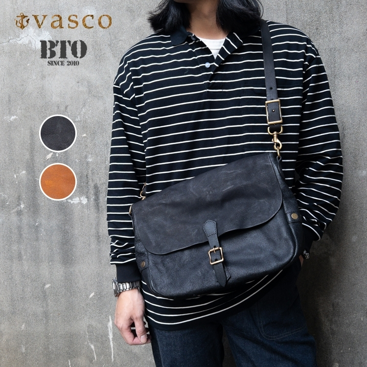 [BTO] 日本【Vasco】US-MAIL Roughout leather反皮面 職人手染中型皮革郵差包 無鋼印版
