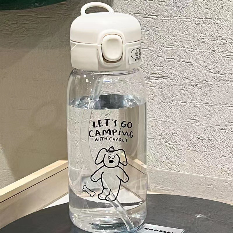 [現貨］INS風 可愛水壺 狗狗生氣兔兔 英文刻度 吸管水壺 水杯 水壺 隨行杯 冷水壺 水瓶 塑料杯 大容量水壺 開學