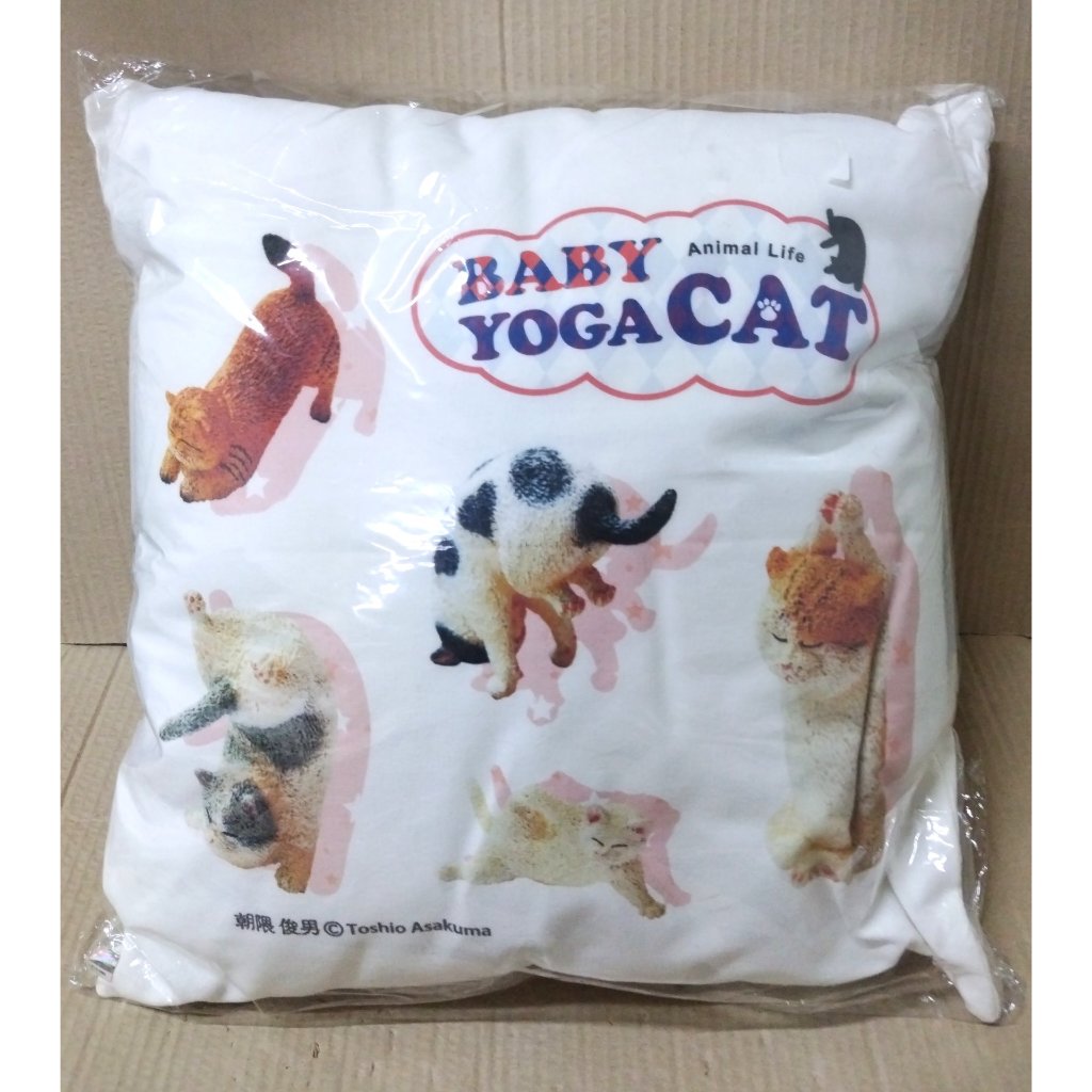 台灣正版 朝隈俊男 瑜珈貓 方枕 抱枕 造型枕 靠枕 BABY YOGA CAT