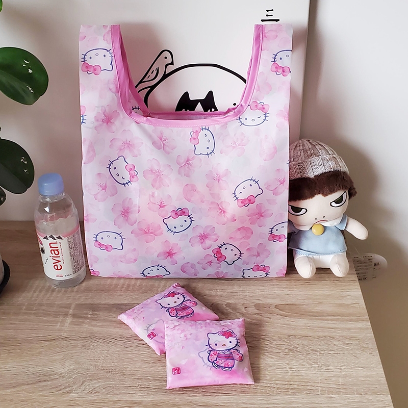 🌲台灣現貨當日寄出🌲日本限定 櫻花和服kitty 摺疊環保袋 折疊購物袋 便當袋 隨身袋 手提袋 午餐袋