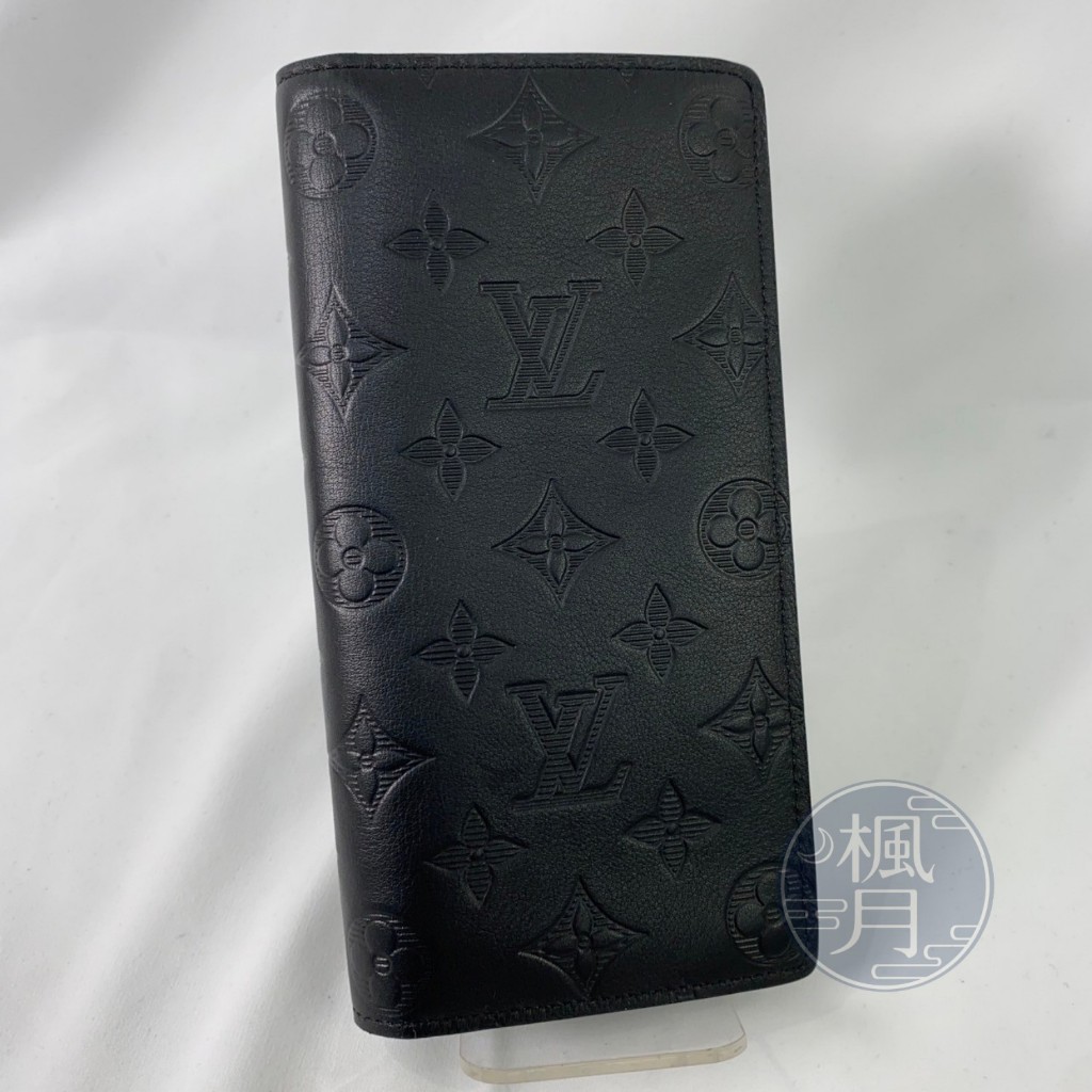 BRAND楓月 LOUIS VUITTON LV M62900 黑壓紋對折長夾BRAZZA 小皮件 錢包 長夾