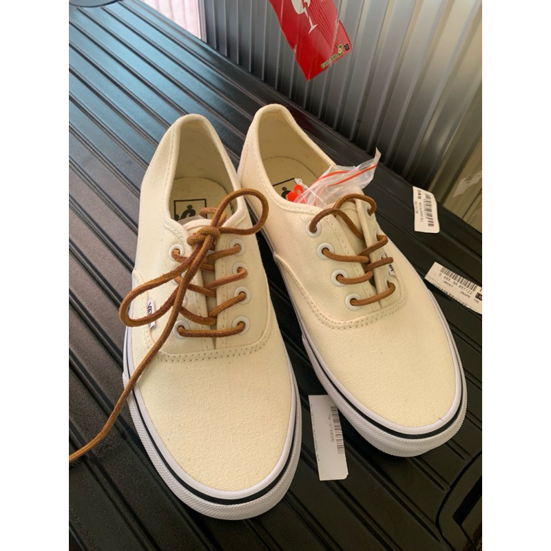 vans 胚色 杏白 米白 帆布鞋 38號 皮革鞋帶