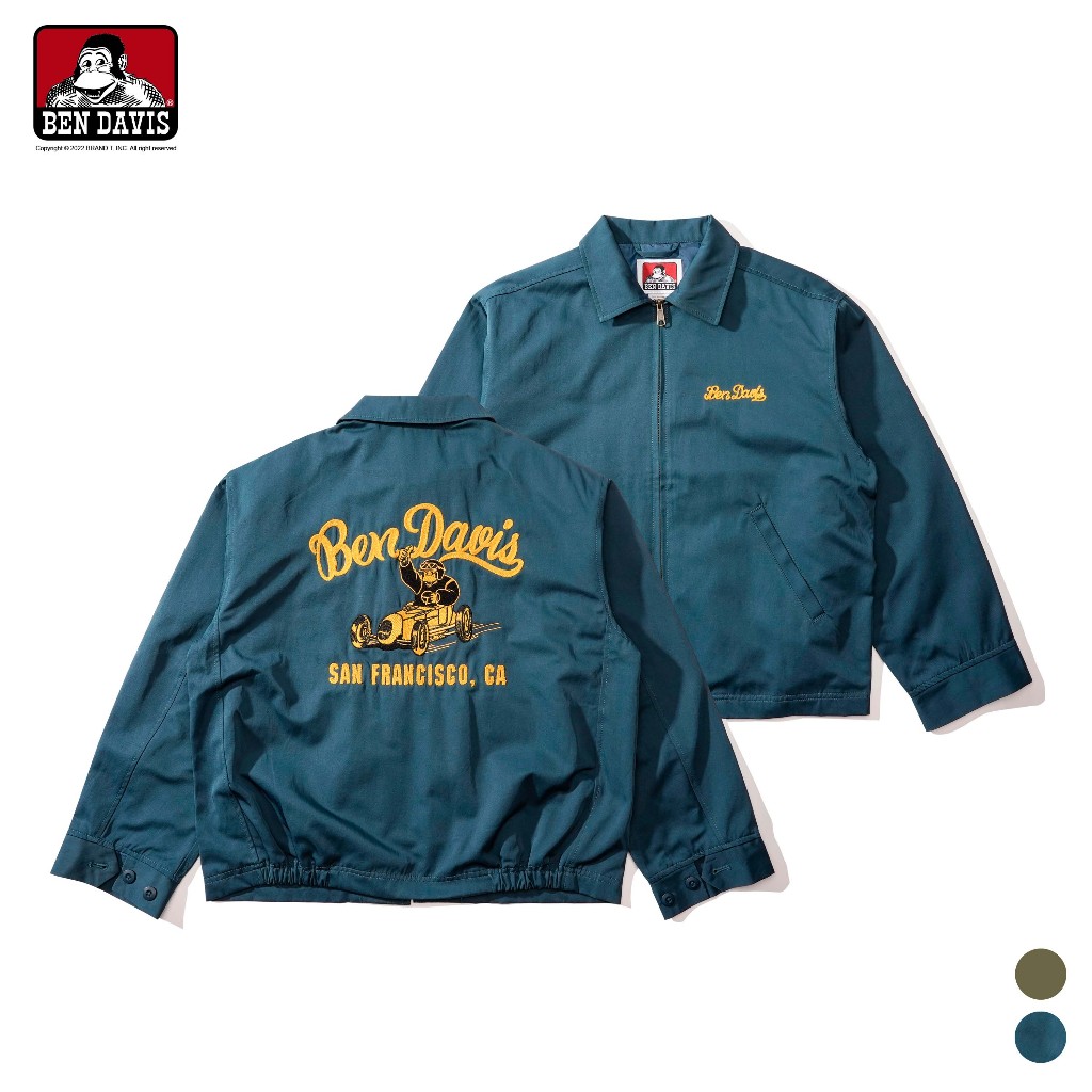 【BEN DAVIS】WORKAHOLIC JACKET  卡丁車 舊金山 刺繡字體 教練外套 拉鍊 薄款 2色