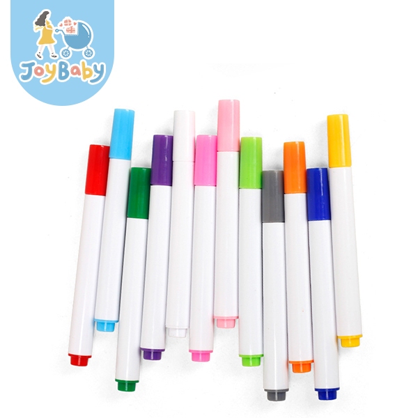 JOYBABY 12支入 重複擦拭 水粉筆 多色液態粉筆 水畫筆 水溶性粉筆 兒童安全畫筆