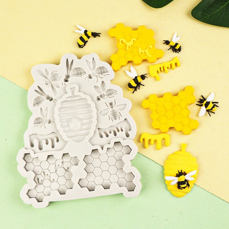 卡通小蜜蜂烘焙工具蜂窩蜂巢森系矽膠模具 蜂巢模具 蜜蜂模具 蜂蜜模具 🚀台灣出貨【小陶器手作素材】