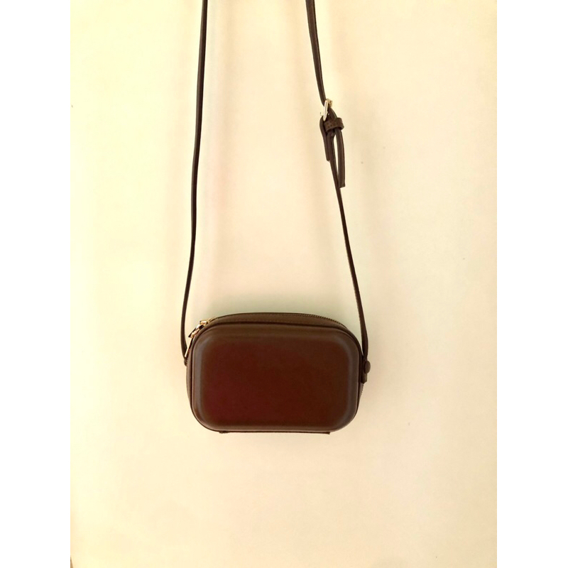 棕色/咖啡色硬殼側背包 單肩包 小包（放的下手機）