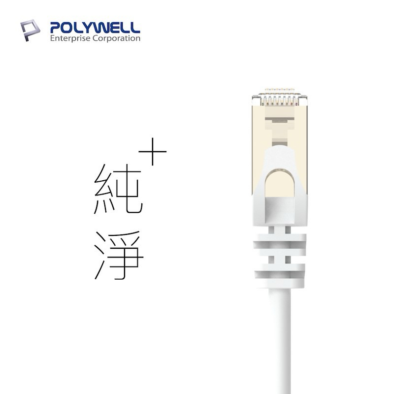 POLYWELL CAT6A 高速網路線 白色20公尺10Gbps 網路線 RJ45 福祿克認證 雙屏蔽