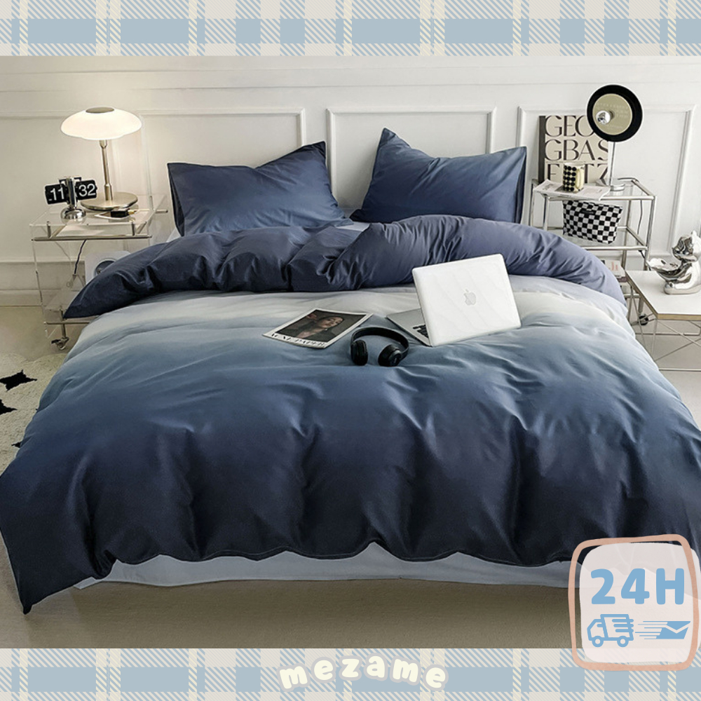 MEZAME | 24h台灣出貨🐾 漸層床包 簡約 素色 床單 枕套 被單 被套 單人雙人雙人加大特大床包