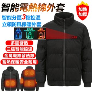 智慧發熱超厚棉衣 電熱 外套 秋冬充電外套 恆溫棉衣 USB電熱衣 防風保暖連帽外套 鋪棉外套