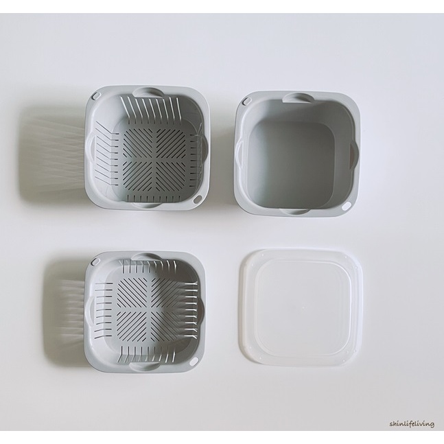 日本製 CB JAPAN 多功能小容量瀝水籃4件組 保鮮盒 洗菜籃 瀝水籃 堆疊收納 洗碗機可 1.2L