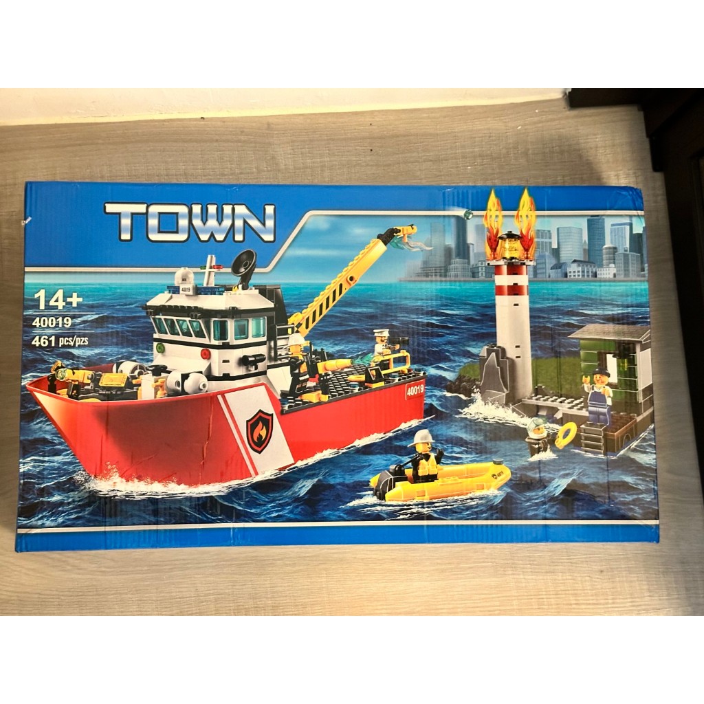 &lt;積木玩具&gt; 40019城市系列 海上消防船 消防輪船快艇 兼容樂高60109 非樂高