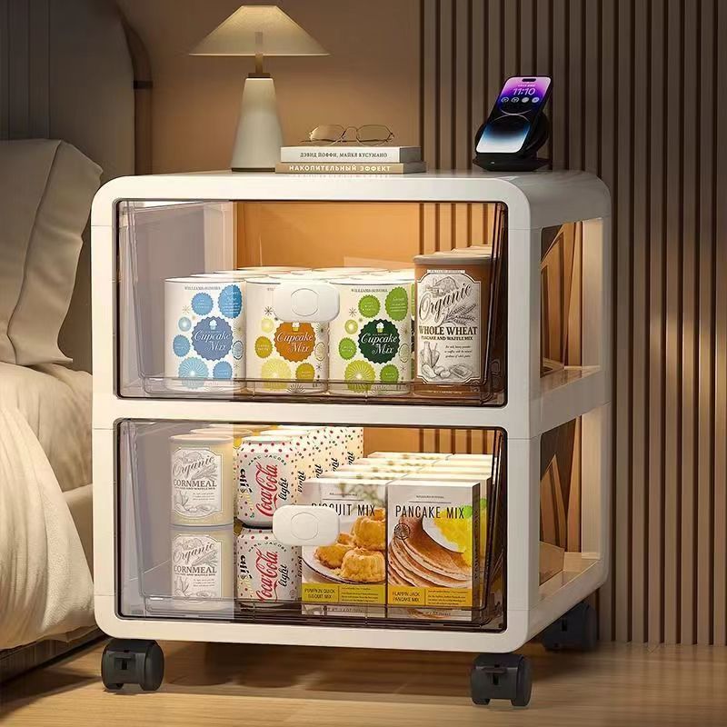 床頭櫃簡約現代簡易小型家用落地收納櫃零食櫃客廳出租房用儲物櫃