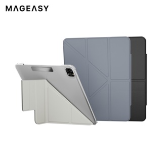MAGEASY FACET iPad Pro 12.9吋(2022) 透明背蓋側翻多角度摺疊支架保護套