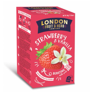 新貨到【即享萌茶】英國LONDON芙賀草莓香草茶20茶包/盒（無咖啡因）促銷中