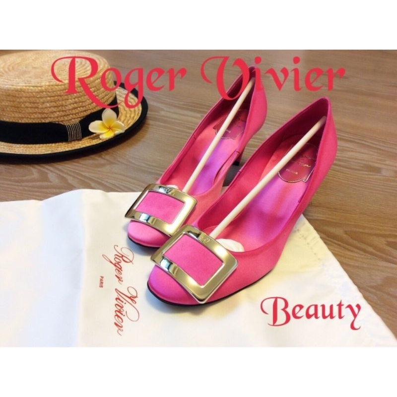 Roger Vivier芭比螢光粉紅緞面高跟鞋 36.5號 WE15 結婚鞋
