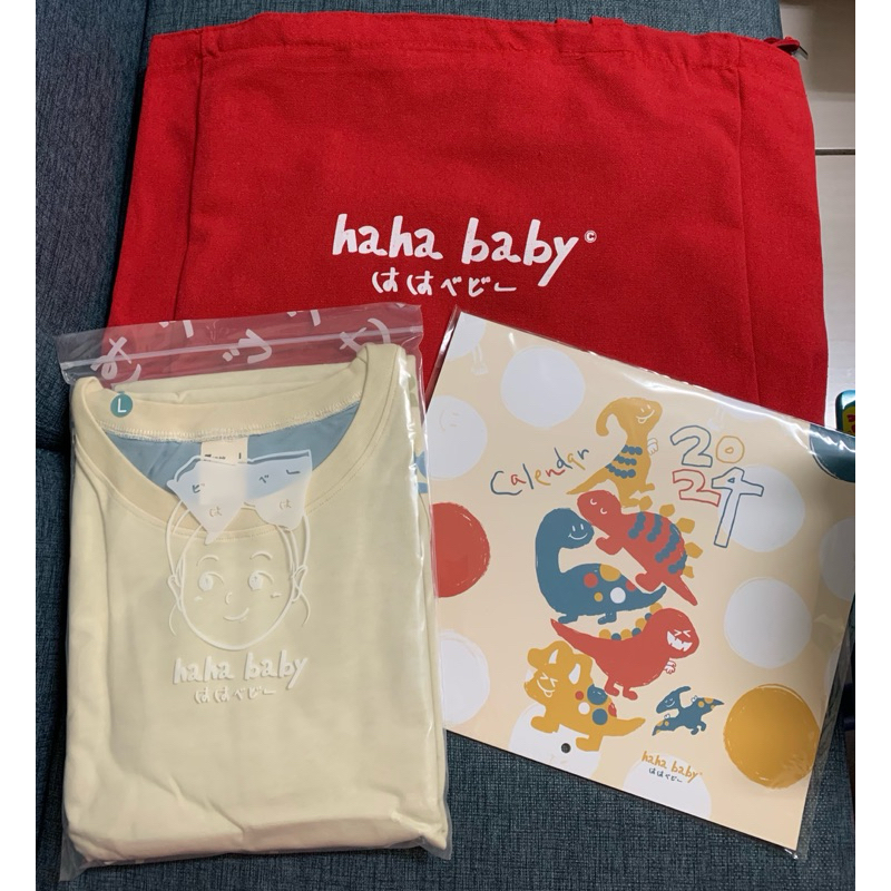hahababy 2024年福袋帆布袋+掛曆 + haha色塊大人長板長袖上衣
